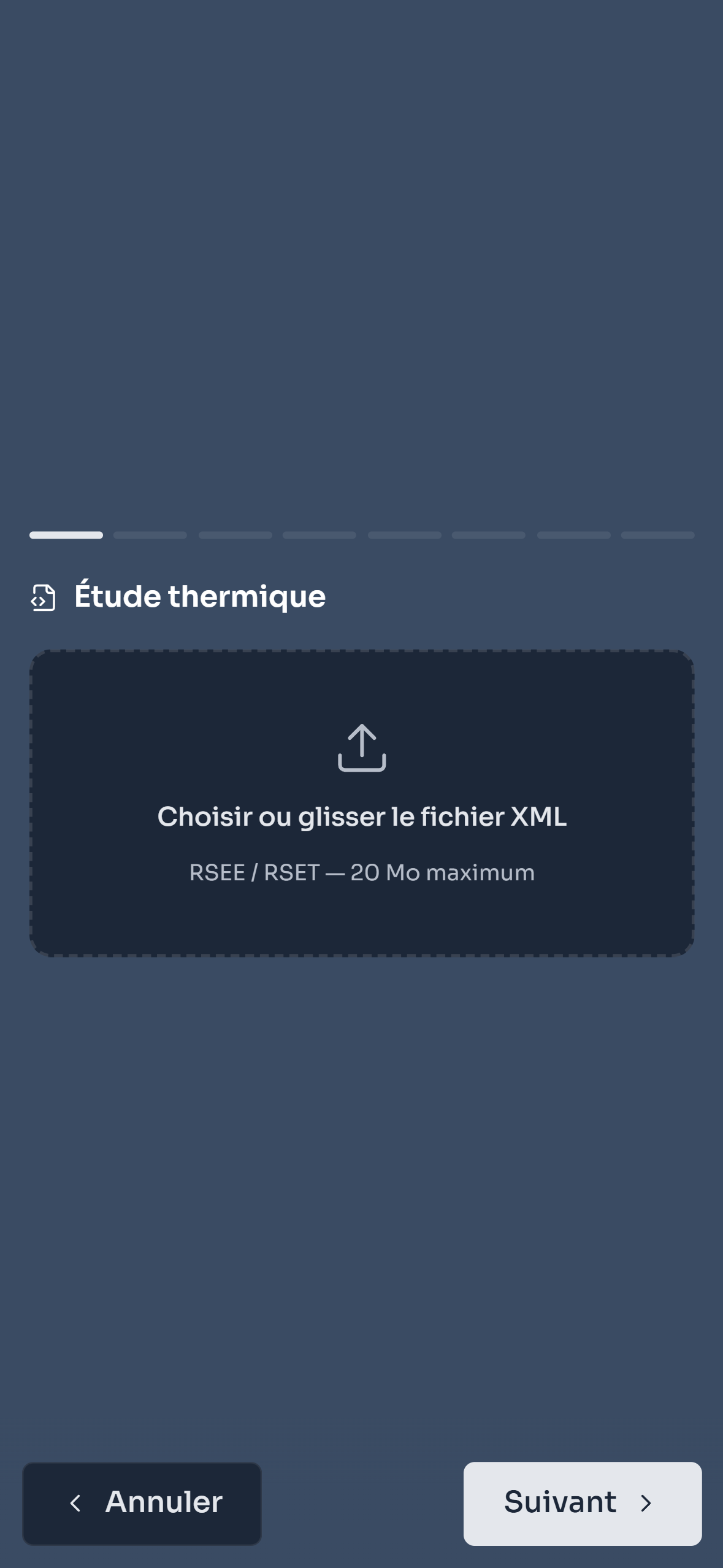 Import de l'étude thermique sur téléphone