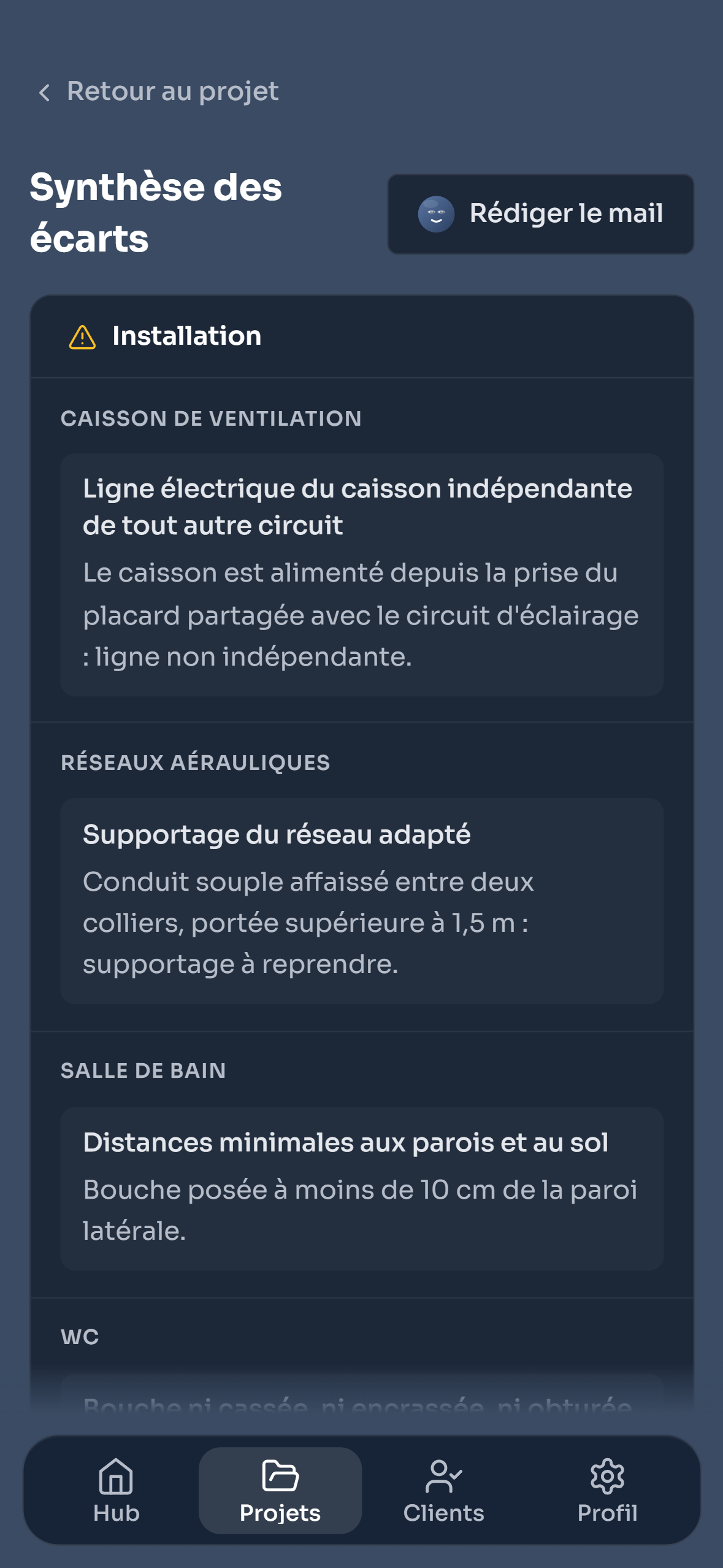 Synthèse des écarts sur téléphone, regroupée par logement